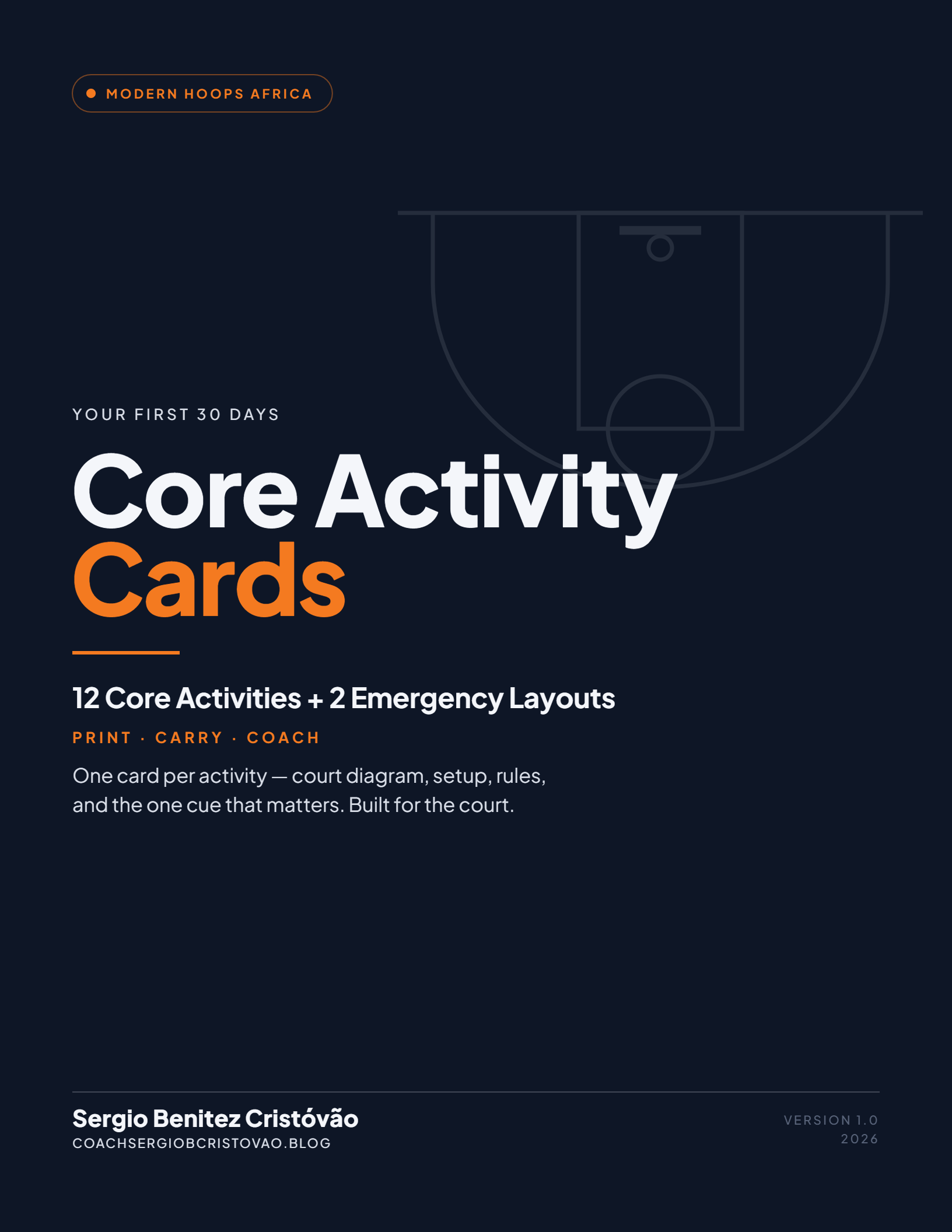 Your First 30 Days Core Activity Cards cover with court diagrams and drill cards